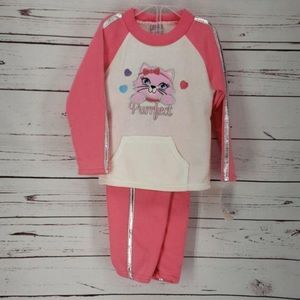 Swiggles Purrfect cat fleece sweatsuit‎ outfit 2pc